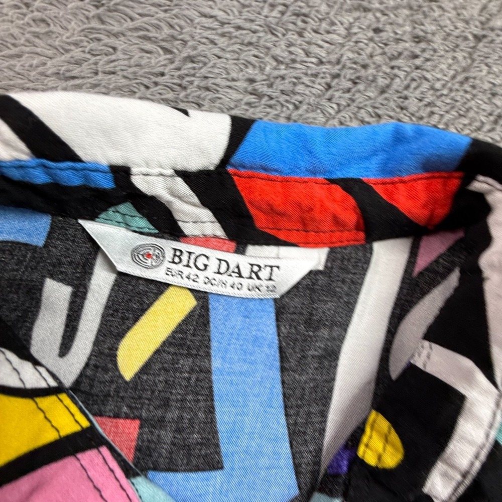 Big Dart Vintage 90s Womens Abstract Geometric Art Button Shirt Colorful M - Picture 3 of 6